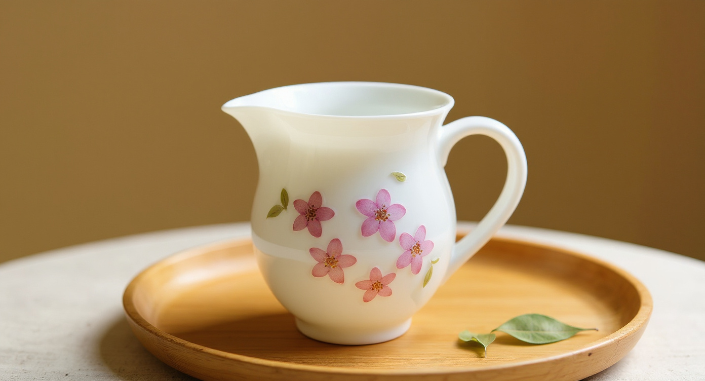 Handmade Bone China Fairness Pitcher with Yixing Teapot and Amber Tea Cup